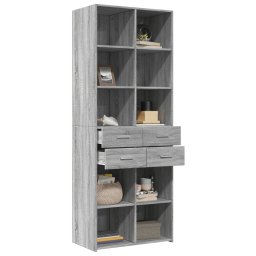 vidaXL Hoge kast 70x42,5x185 cm bewerkt hout grijs sonoma eikenkleurig