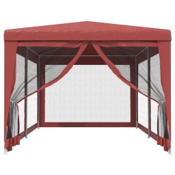 vidaXL Partytent met 6 mesh zijwanden 3x6 m HDPE rood
