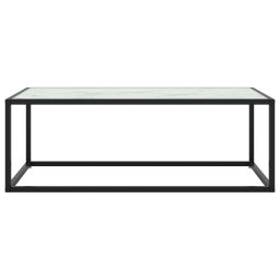 vidaXL Salontafel met wit marmerglas 100x50x35 cm zwart