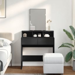 vidaXL Kaptafel met spiegel 80x41x144,5 cm zwart