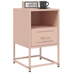 vidaXL Nachtkastjes 2 st 36x39x60,5 cm staal roze