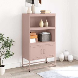 vidaXL Hoge kast 68,5x38,5x123,5 cm staal roze