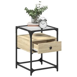 vidaXL Nachtkastje 40x40x55 cm bewerkt hout sonoma eikenkleurig