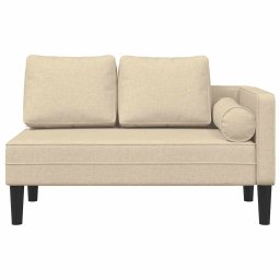 vidaXL Chaise longue met kussens stof crèmekleurig