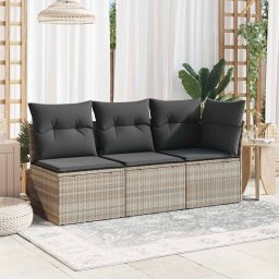 vidaXL Tuinbank zonder armleuning met kussens poly rattan lichtgrijs