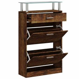 vidaXL Schoenenkast 63x24x104 cm bewerkt hout gerookt eikenkleurig