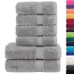 vidaXL Premium handdoekenset 6 st SOLUND Grijs 600 GSM 100% Katoen