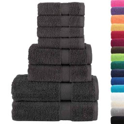 vidaXL Premium handdoekenset 8 st SOLUND Antraciet 600 GSM 100% Katoen