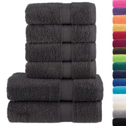 vidaXL Premium handdoekenset 6 st SOLUND Antraciet 600 GSM 100% Katoen