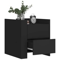 vidaXL Nachtkastje 45x50x50 cm bewerkt hout zwart