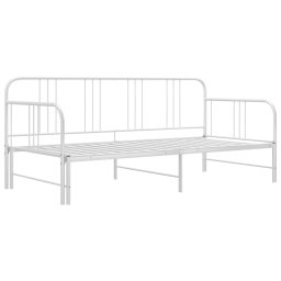 vidaXL Slaapbank uittrekbaar metaal wit 90x200 cm