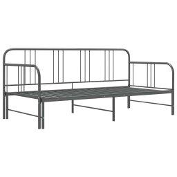 vidaXL Slaapbankframe uittrekbaar metaal grijs 90x200 cm