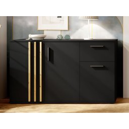 Commode GONZOLA 3 deuren 1 lade zwart