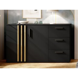 Commode GONZOLA 2 deuren 3 lades zwart