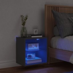 vidaXL Nachtkastje met LED's wandgemonteerd zwart