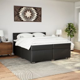 vidaXL Boxspring met matras kunstleer zwart 200x200 cm