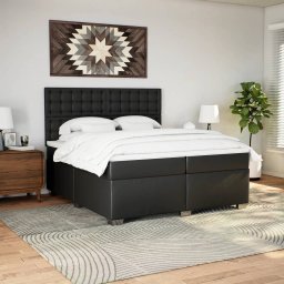 vidaXL Boxspring met matras kunstleer zwart 200x200 cm