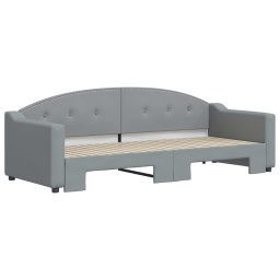 vidaXL Slaapbank met onderschuifbed 80x200 cm stof lichtgrijs