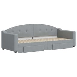 vidaXL Slaapbank met onderschuifbed en lades 80x200 cm stof lichtgrijs