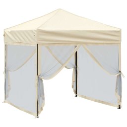vidaXL Partytent inklapbaar met zijwanden 2x2 m crèmekleurig