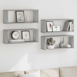 vidaXL Wandschappen kubus 4 st 60x15x23 cm bewerkt hout grijs sonoma