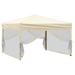vidaXL Partytent inklapbaar met zijwanden 3x3 m crèmekleurig