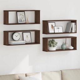 vidaXL Wandschappen kubus 4 st 60x15x23 cm bewerkt hout bruin eiken