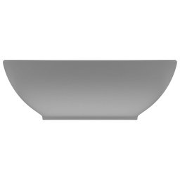 vidaXL Wastafel ovaal 40x33 cm keramiek mat lichtgrijs