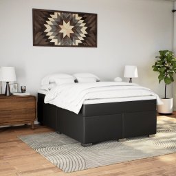 vidaXL Boxspring met matras kunstleer zwart 160x200 cm