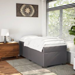 vidaXL Boxspring met matras kunstleer grijs 100x200 cm