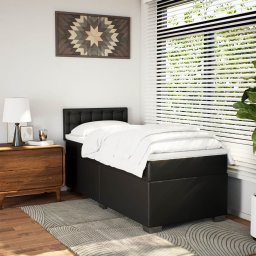 vidaXL Boxspring met matras kunstleer zwart 100x200 cm