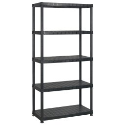 vidaXL Opbergrek 5-laags 366x45,7x185 cm kunststof zwart