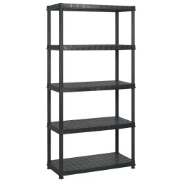 vidaXL Opbergrek 5-laags 183x45,7x185 cm kunststof zwart