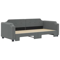 vidaXL Slaapbank met onderschuifbed 90x200 cm stof donkergrijs