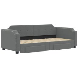 vidaXL Slaapbank onderschuifbed en lades 80x200 cm stof donkergrijs