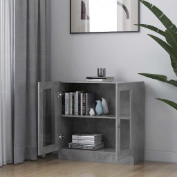 vidaXL Vitrinekast 82,5x30,5x80 cm bewerkt hout betongrijs