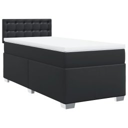 vidaXL Boxspring met matras kunstleer zwart 100x200 cm