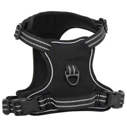 vidaXL Hondentuigje met riem en halsband verstelbaar L zwart