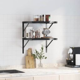 vidaXL Wandschappen 2 st 50x40 cm roestvrijstaal zwart