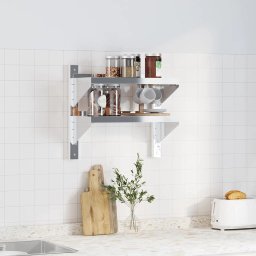 vidaXL Wandschap 2-laags 50x23,5x48 cm roestvrijstaal zilverkleurig