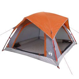 vidaXL Tent 4-persoons waterdicht grijs en oranje
