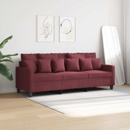 vidaXL Driezitsbank 180 cm stof wijnrood