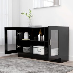 vidaXL Vitrinekast 120x30,5x70 cm bewerkt hout zwart