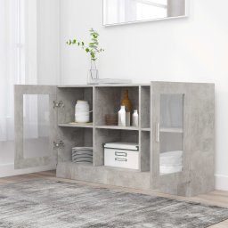 vidaXL Vitrinekast 120x30,5x70 cm bewerkt hout betongrijs