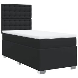vidaXL Boxspring met matras kunstleer zwart Single