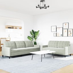 vidaXL 2-delige Loungeset met kussens fluweel lichtgrijs