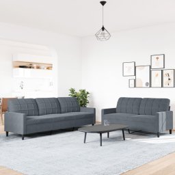 vidaXL 2-delige Loungeset met kussens fluweel donkergrijs