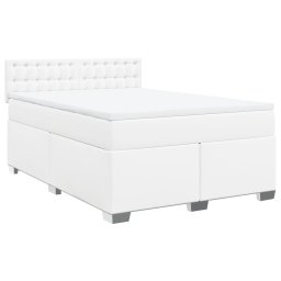 vidaXL Boxspring met matras kunstleer wit 140x200 cm