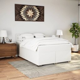 vidaXL Boxspring met matras kunstleer wit 140x200 cm