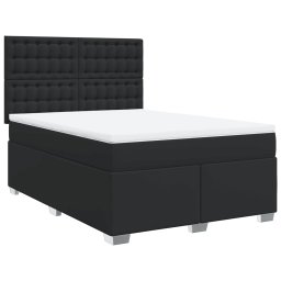 vidaXL Boxspring met matras kunstleer zwart 160x200 cm